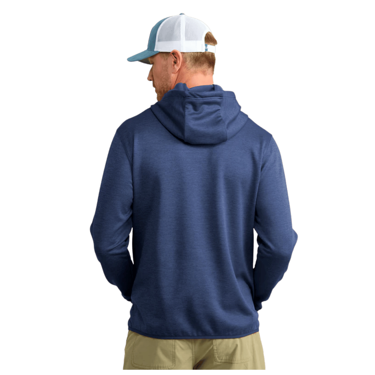 HUK MEN'S COLDFRONT + PERFORMANCE HOODIE - NAVAL ACEDEMY HEATHER - BACK VIEW