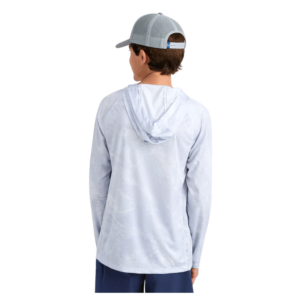 HUK KID'S MOSSY OAK PURSUIT PERFORMANCE HOODIE - STORMWATER BONEFISH - BACK VIEW