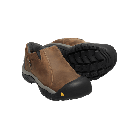 KEEN BRIXEN LOW WP 200GR MEN'S FOOTWEAR - SLATE BLACK/MADDER BROWN - PERSPECTIVE VIEW