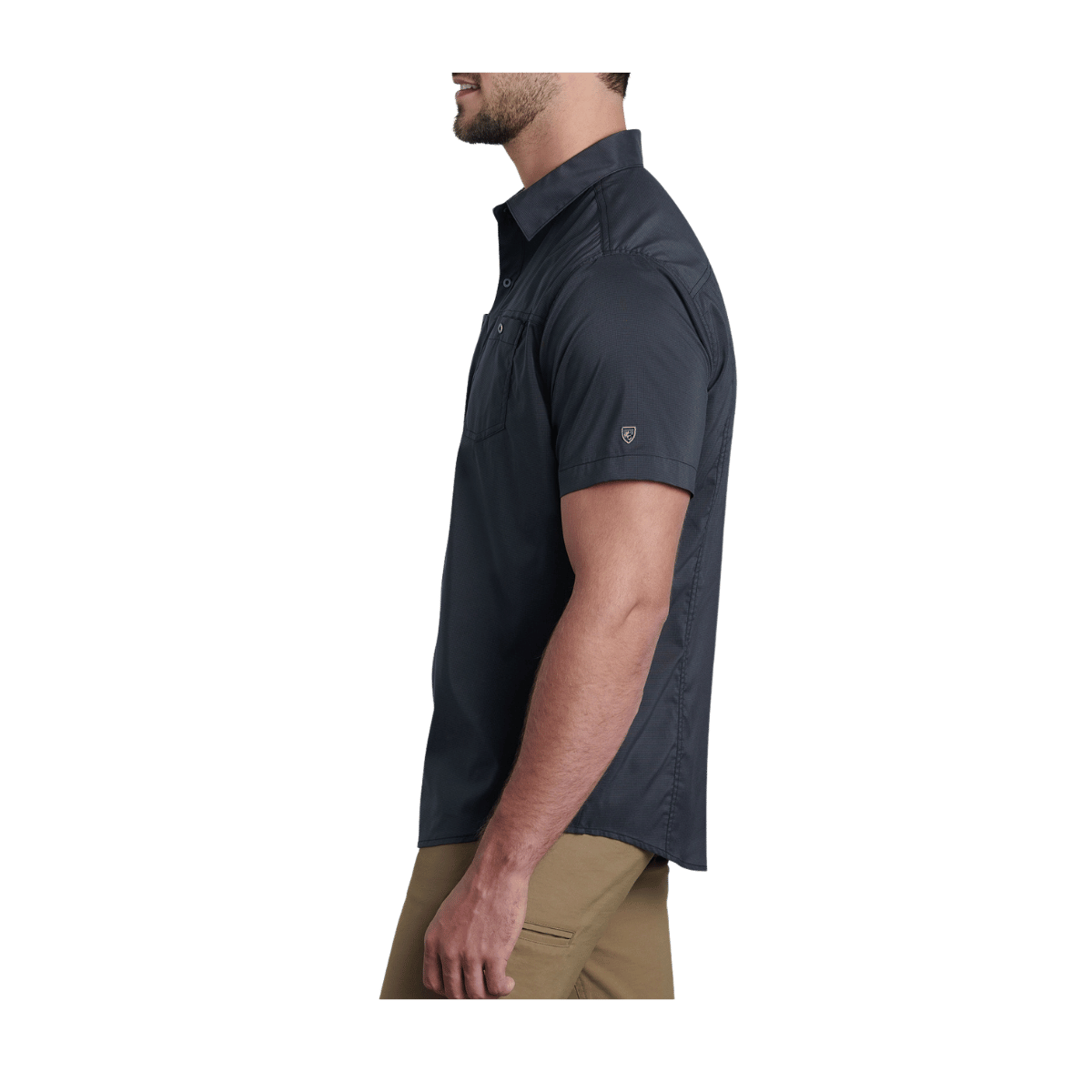 KUHL MEN'S STEALTH SHORT SLEEVE SHIRT - BLACKOUT - SIDE VIEW