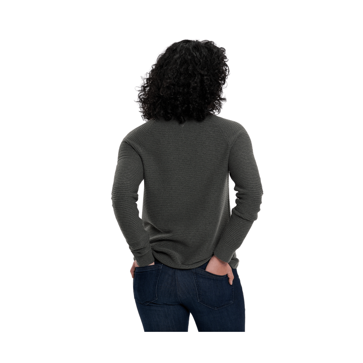KUHL WOMEN'S SOLACE SWEATER - SOFT PINE - BACK VIEW
