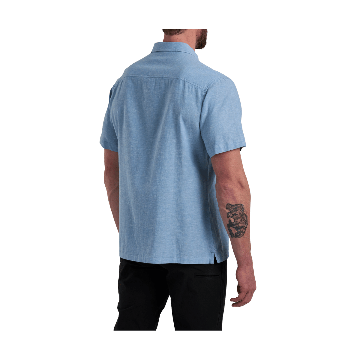 KUHL MEN'S GETAWAY SHORT SLEEVE SHIRT - BLUE CHALK - BACK VIEW