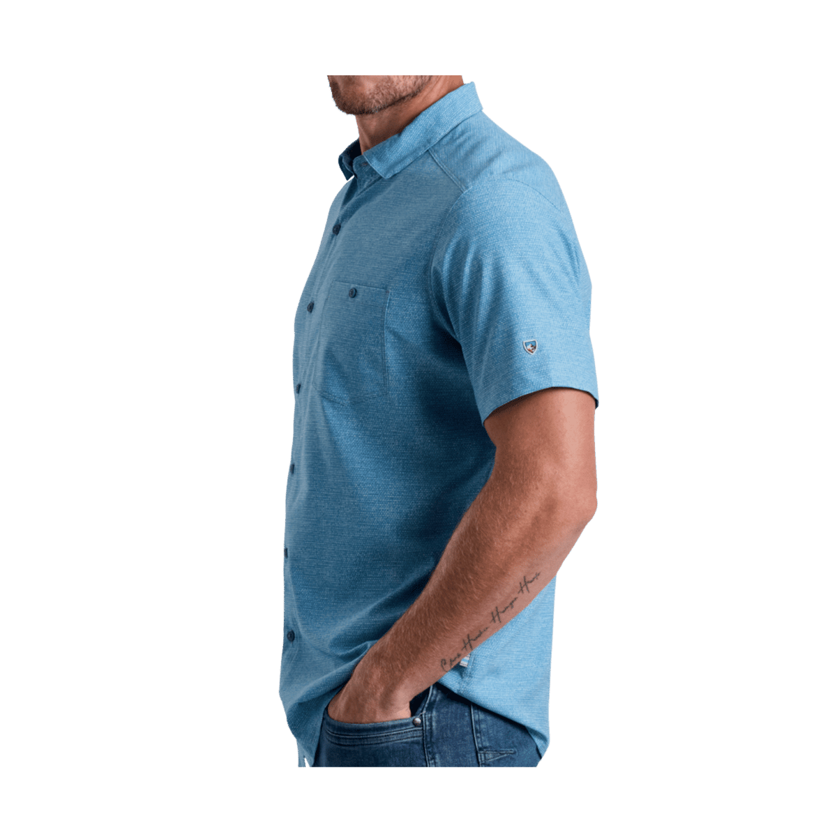 KUHL MEN'S PERSUADR SHORT SLEEVE SHIRT - BLUE CHALK -SIDE VIEW