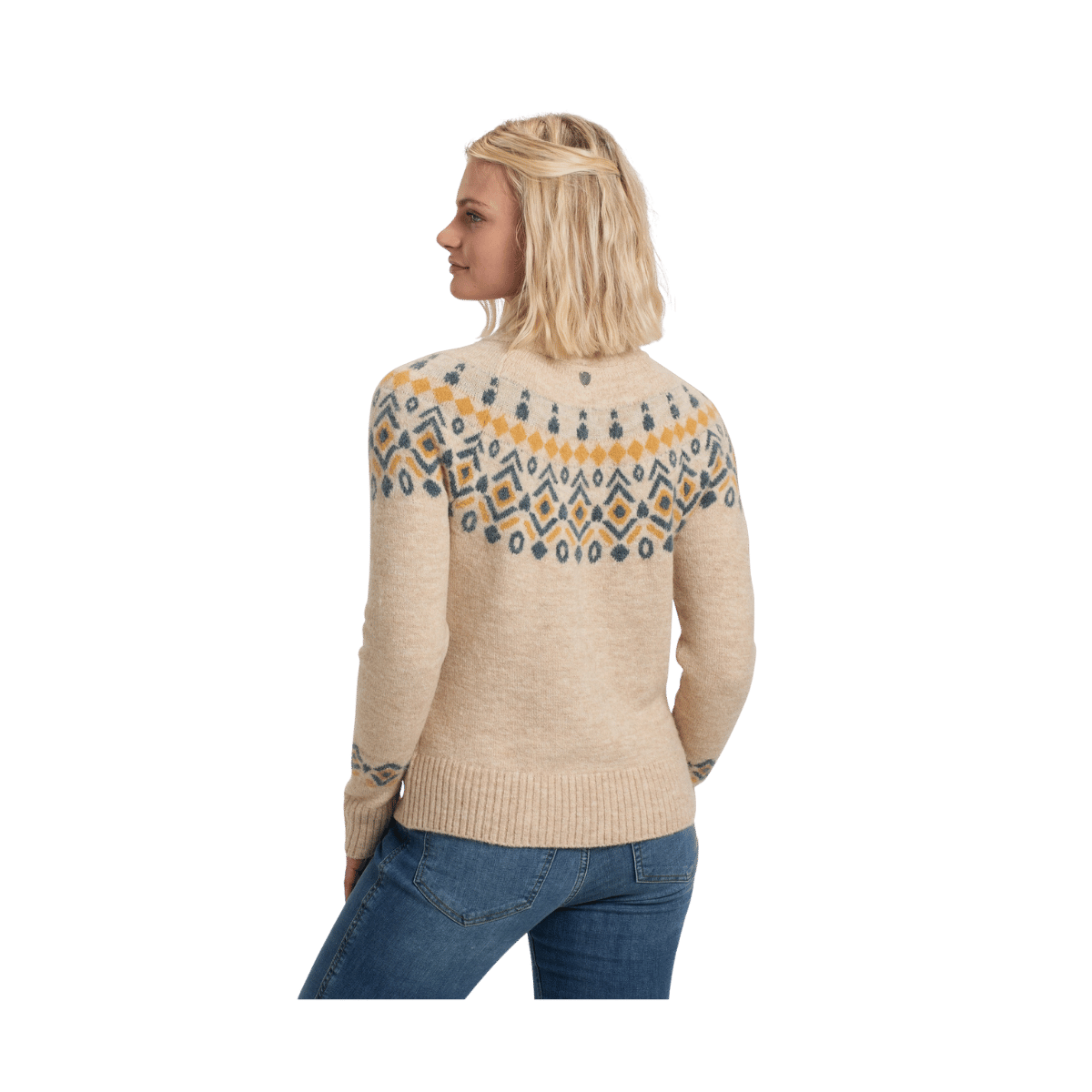 KUHL WOMEN'S ALPINA SWEATER - OATMEAL - BACK VIEW