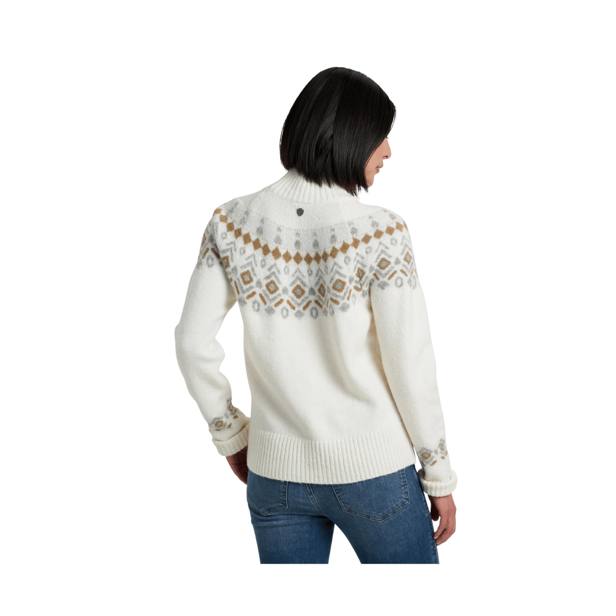 KUHL WOMEN'S ALPINA SWEATER LONG SLEEVE - WHITE - BACK VIEW