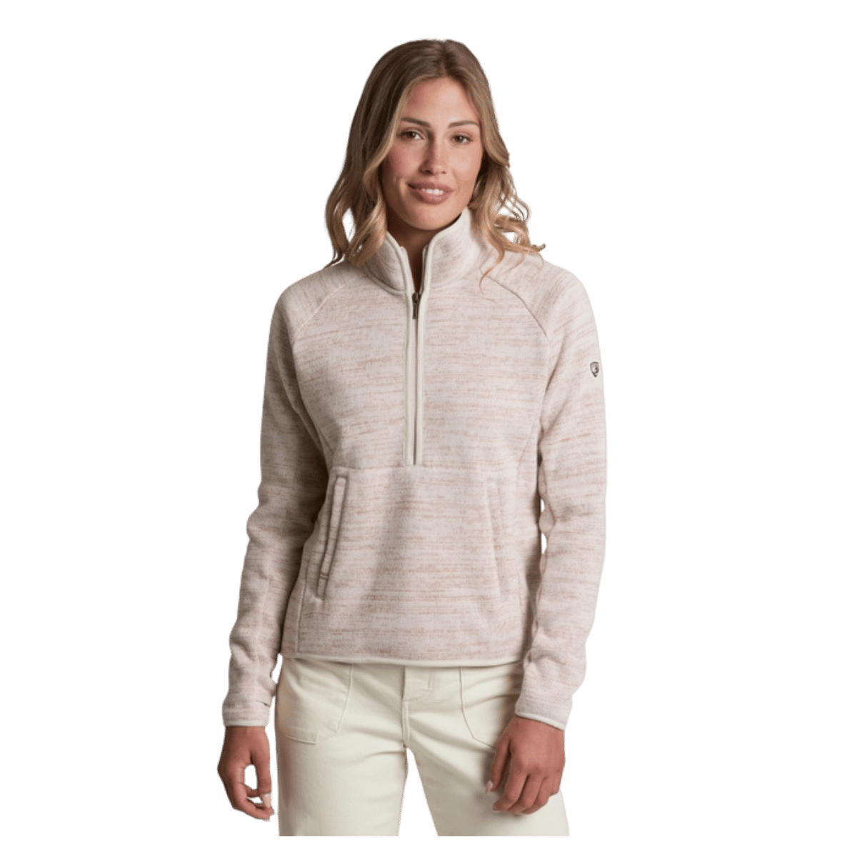 KUHL AVALINE 1/4 ZIP PREMIUM SWEATER FLEECE - NATURAL_FRONT VIEW