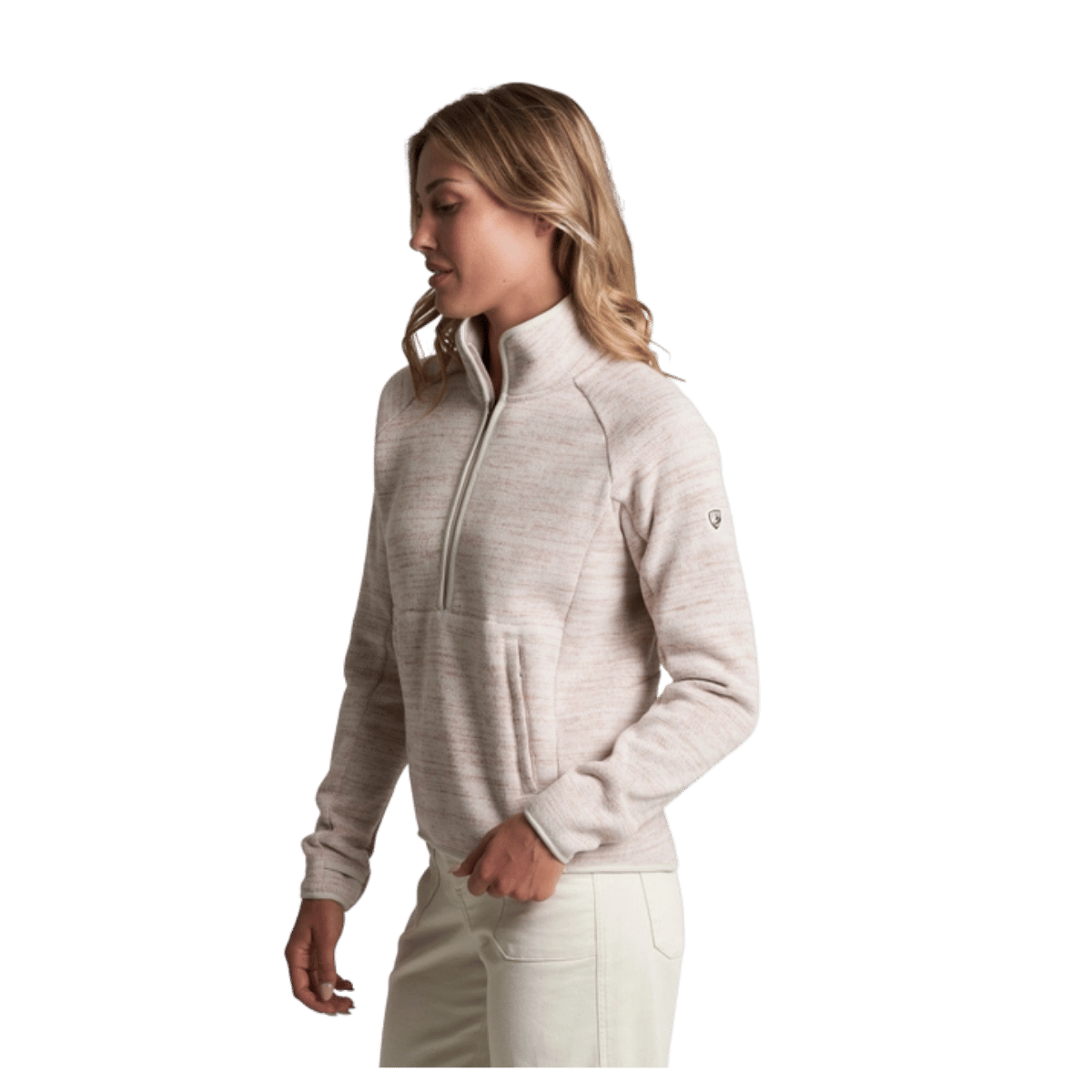 KUHL AVALINE 1/4 ZIP PREMIUM SWEATER FLEECE - NATURAL_SIDE VIEW