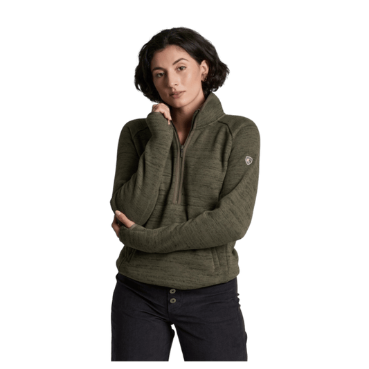 KUHL AVALINE 1/4 ZIP PREMIUM SWEATER FLEECE - VINE - FRONT VIEW