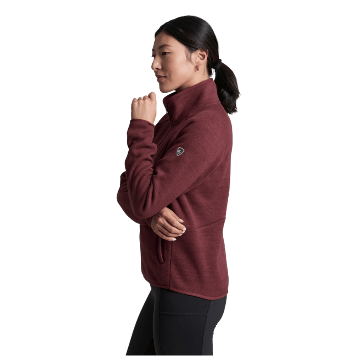 KUHL AVALINE 1/4 ZIP PREMIUM SWEATER FLEECE - WINTER BERRY - SIDE VIEW