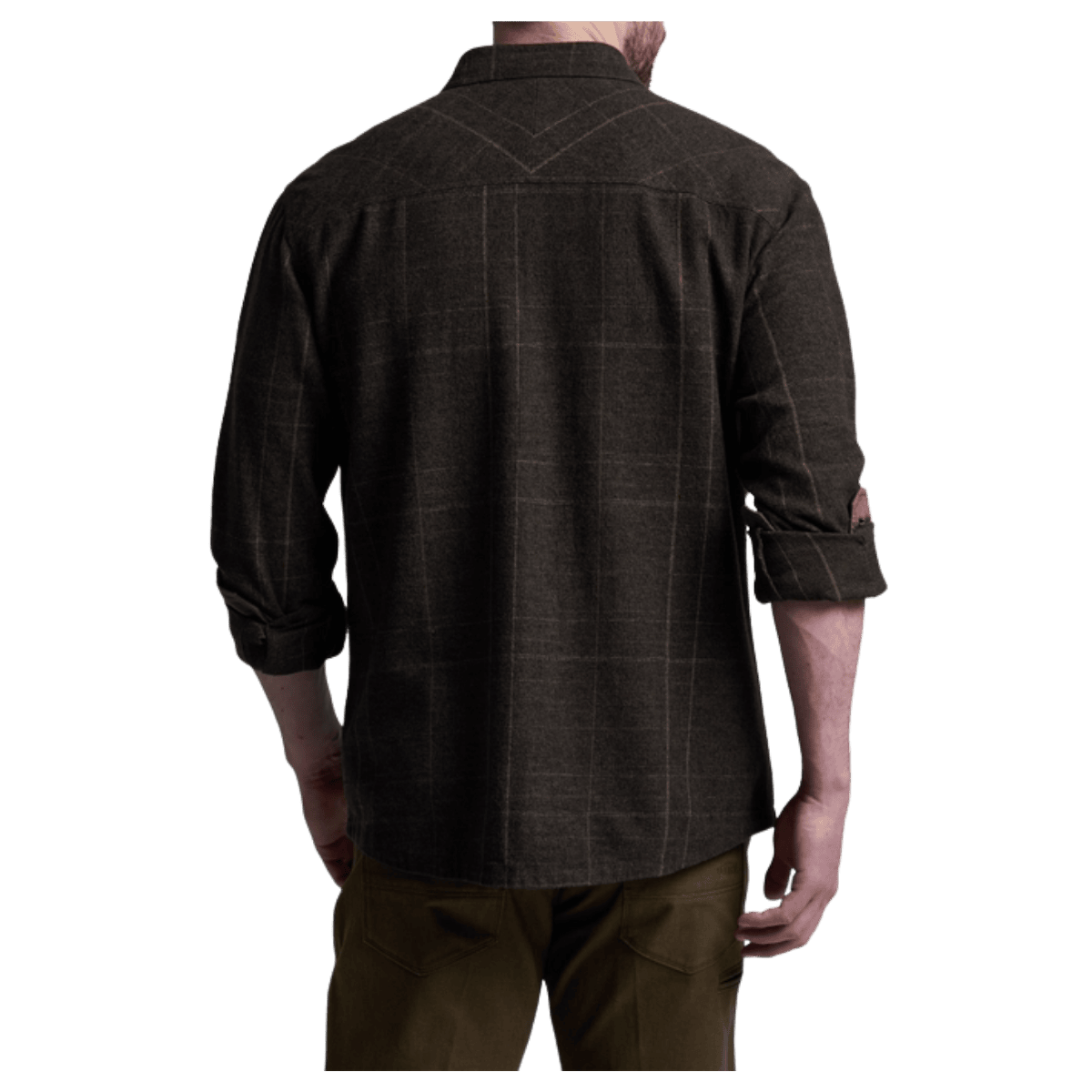KUHL MEN'S DEVIATR JAC COTTON TENCEL SHIRT - DARK ROAST - BACK VIEW WW