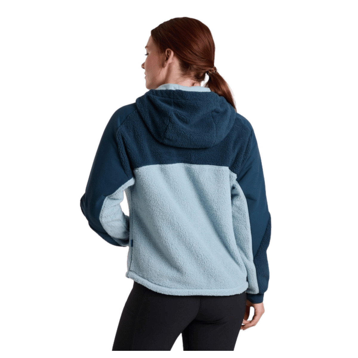 KUHL WOMEN'S ELIXIR HOODY ITALIAN FLEECE - METAL BLUE - BACK VIEW
