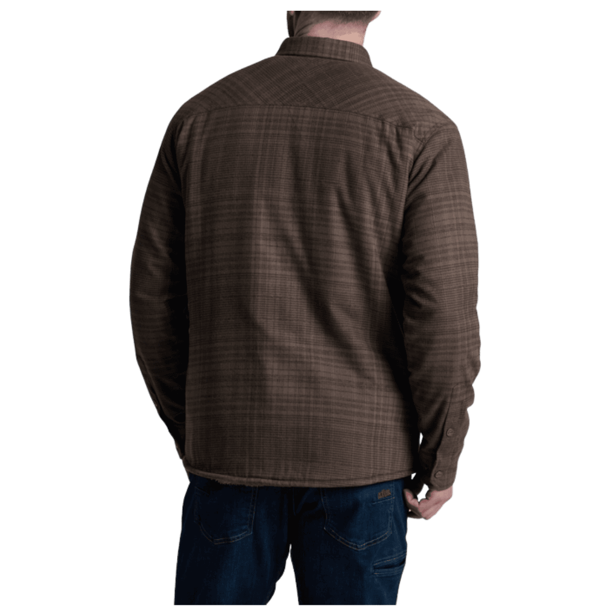 KUHL MEN'S JOYRYDR FLANNEL SHIRT-JACKET - DARK ROAST - BACK VIEW
