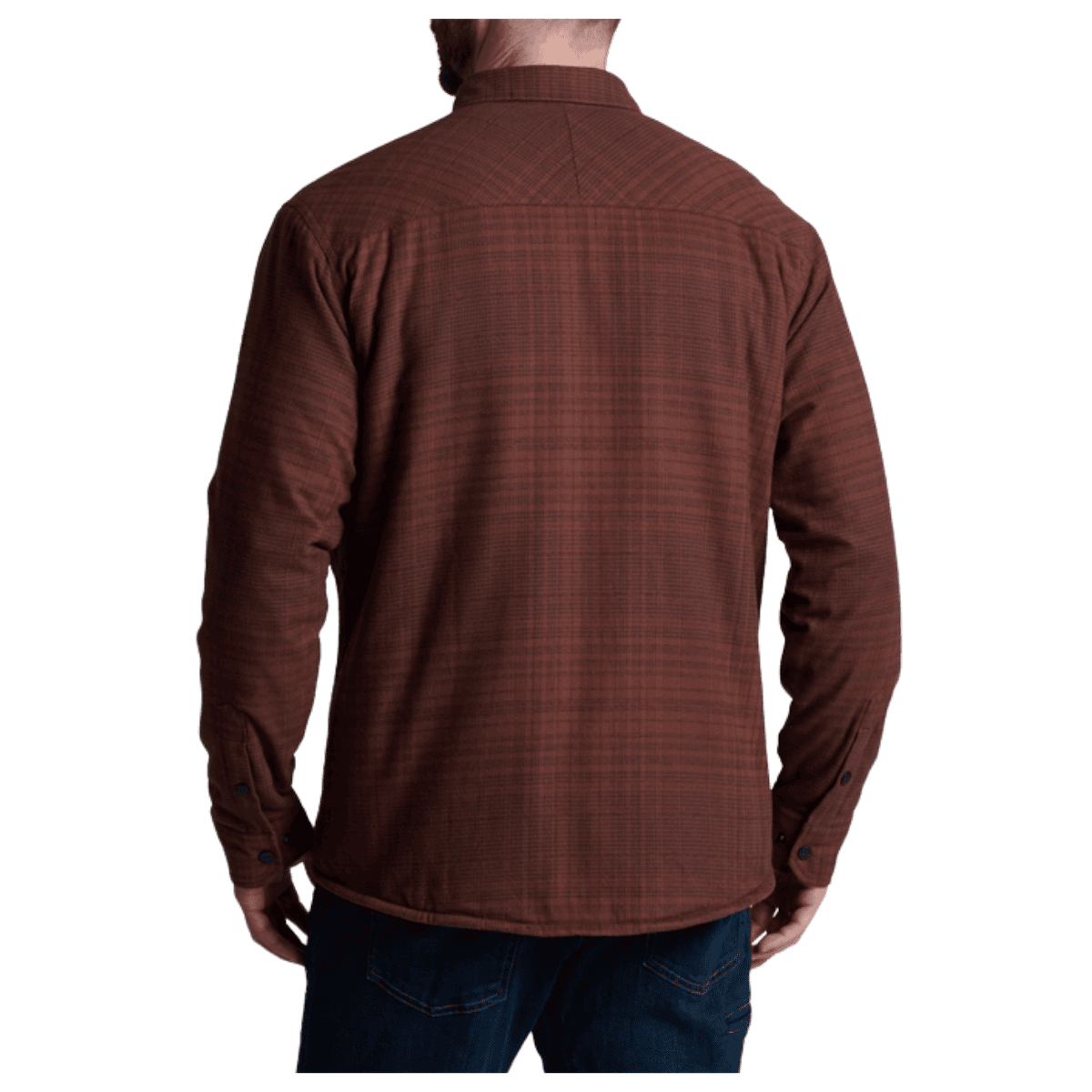 KUHL MEN'S JOYRYDR FLANNEL SHIRT-JACKET - RUSTIC BRICK - BACK VIEW WW