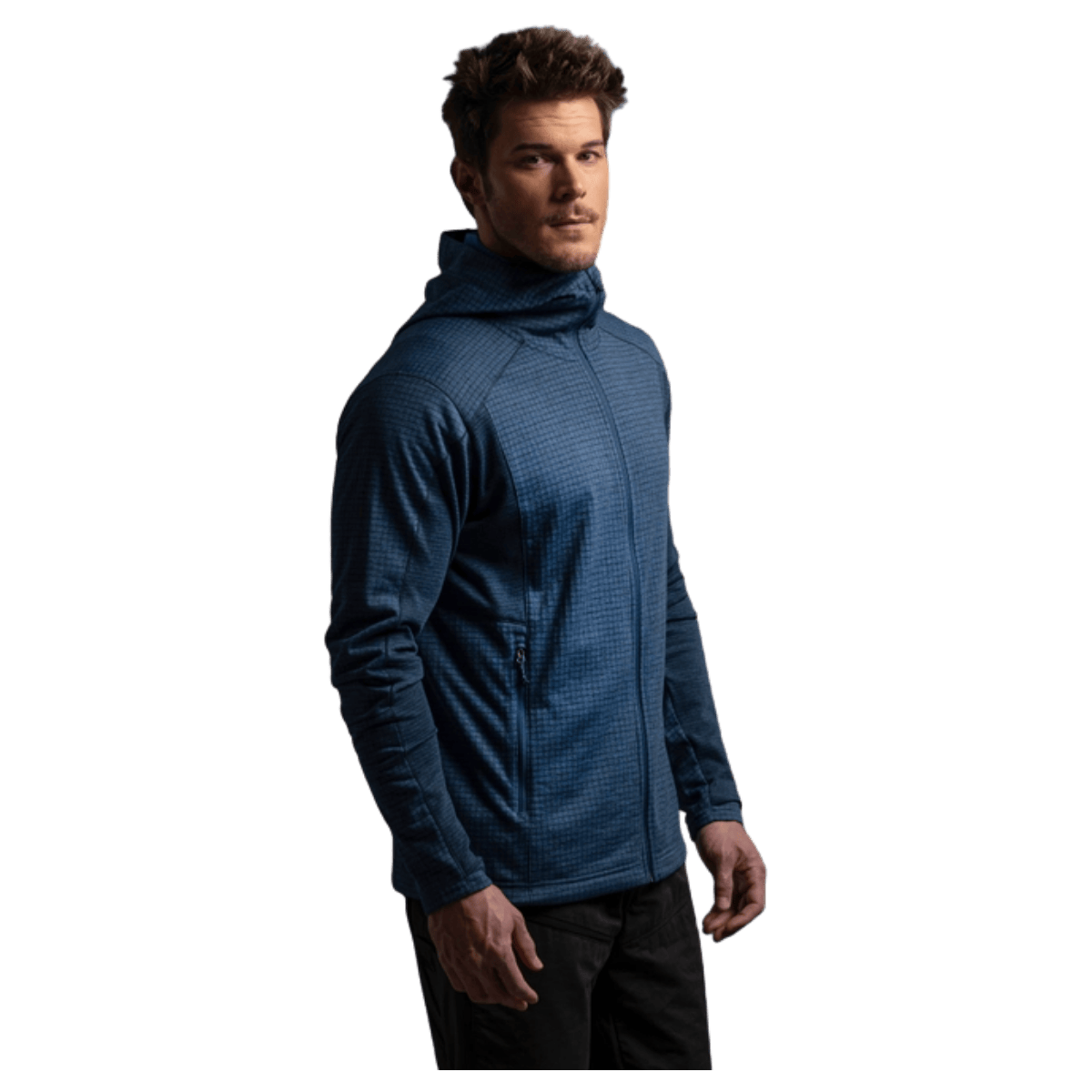 KUHL MEN'S REACTIV GRID FULL ZIP HOODY - MIDNIGHT - SIDE VIEW WW