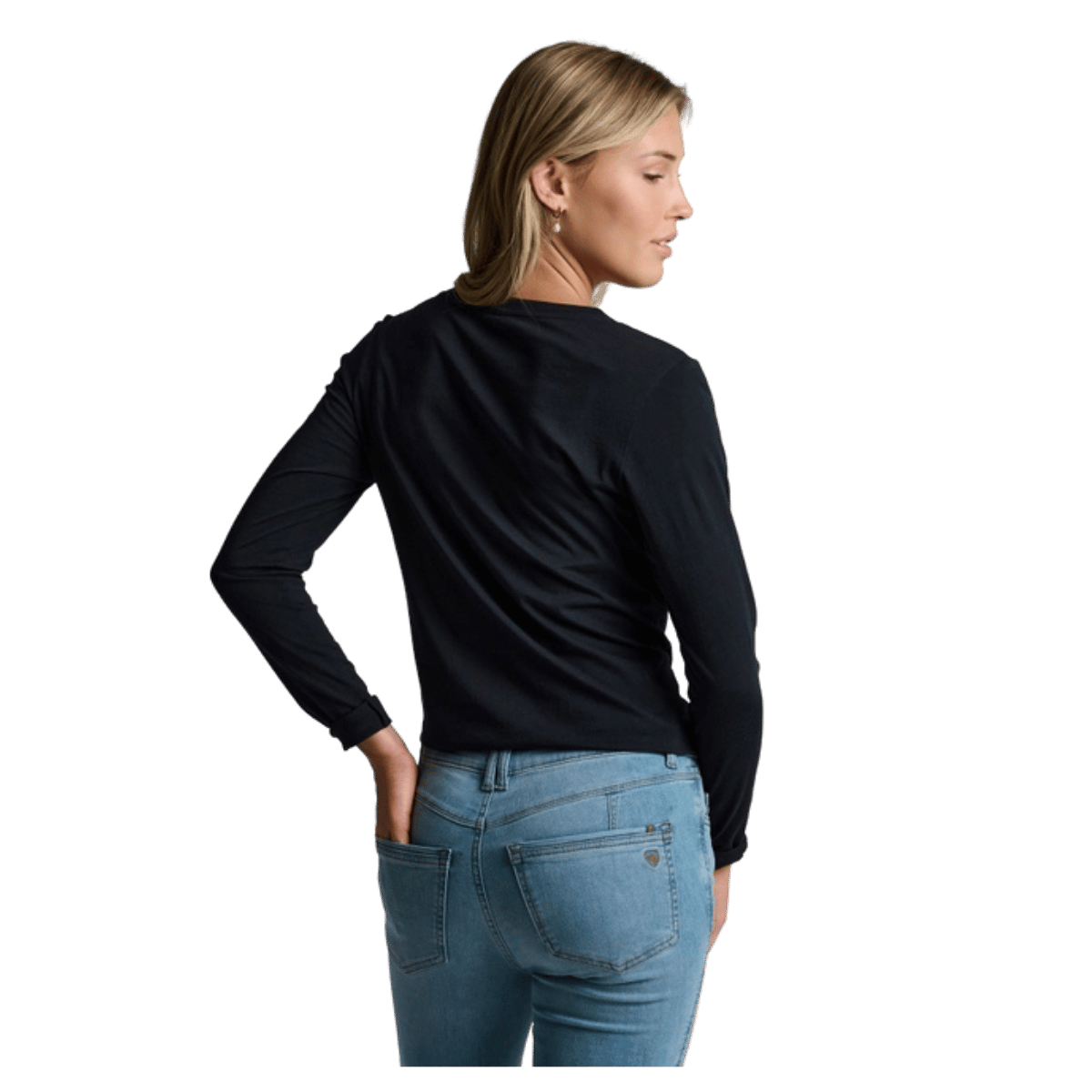 KUHL WOMEN'S VEGA LONG SLEEVE V-NECK TOP - BLACK_BACK
