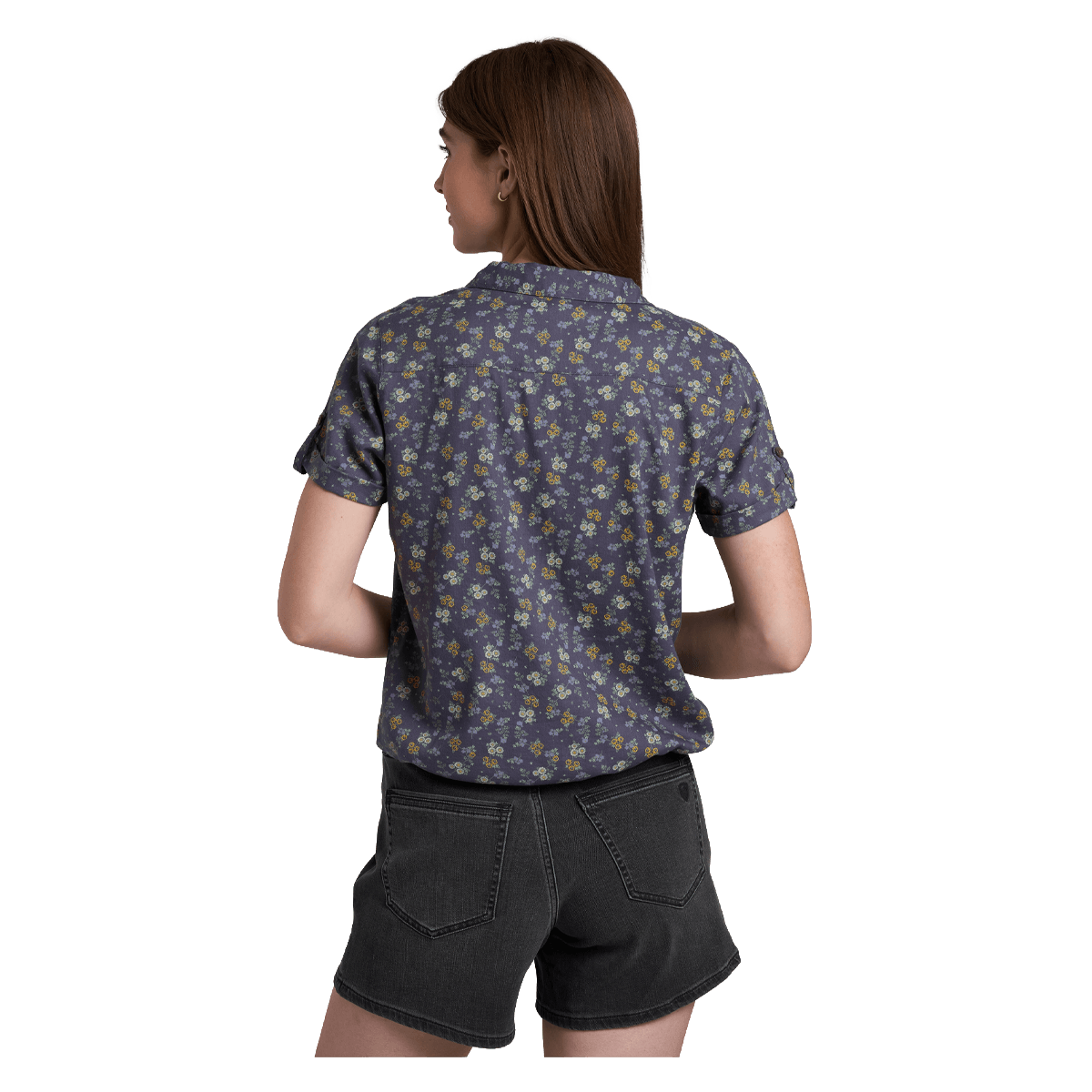 KUHL WOMEN'S LILIANA SHORT SLEEVE SHIRT - MYSTIC PRINT - BACK VIEW