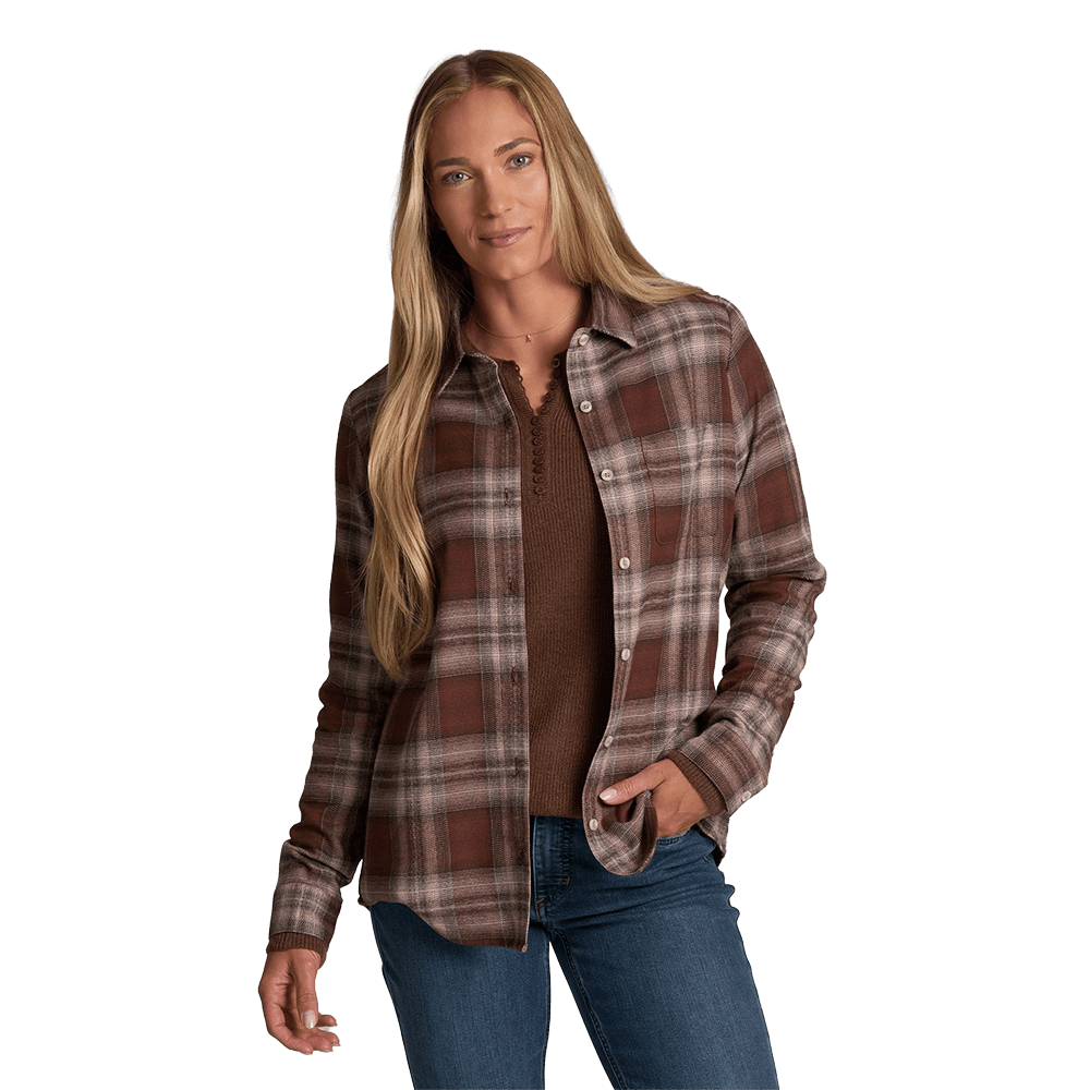 KUHL WOMEN'S WHISPER FLANNEL- FRENCH ROAST
