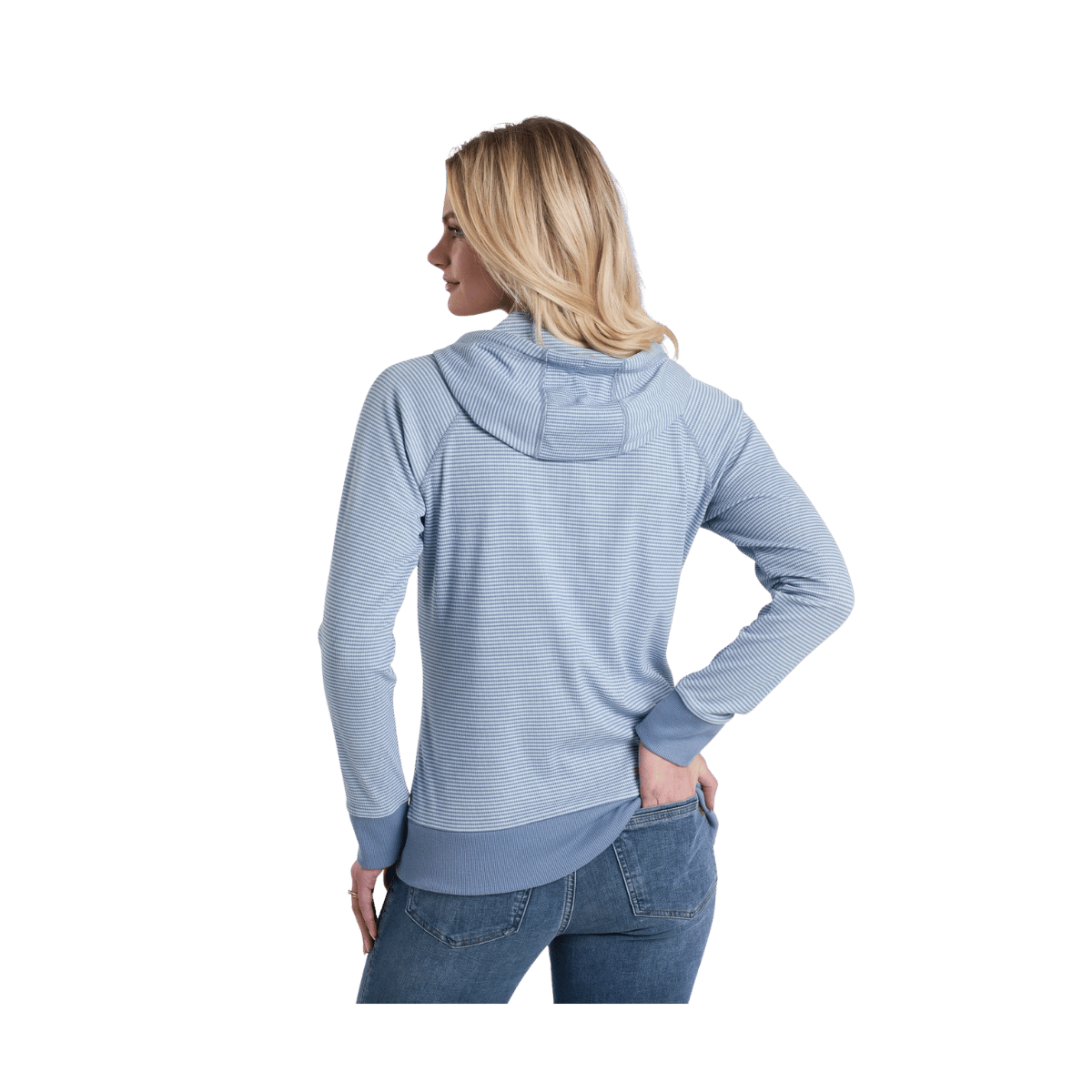 KUHL WOMEN'S STRIA PULLOVER HOODY - BLUE COVE - BACK VIEW