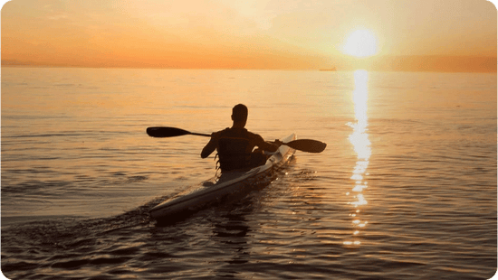 Kayaking into the sunset