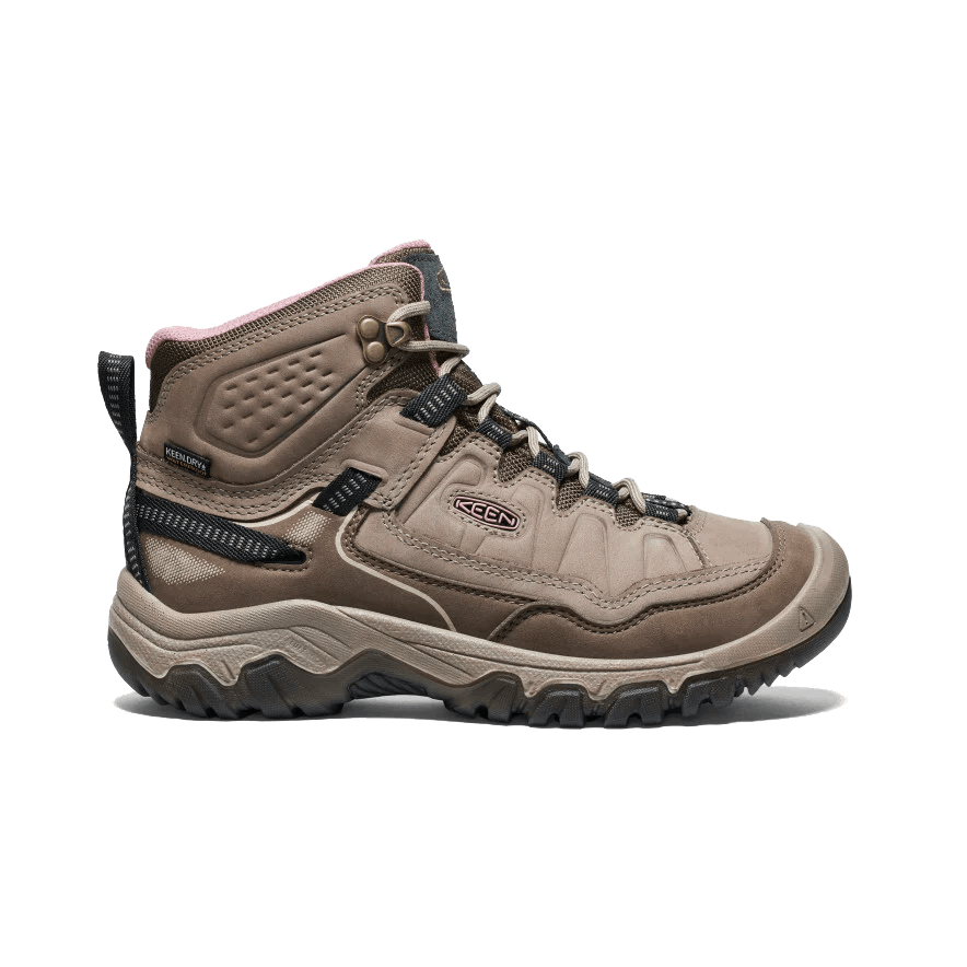 KEEN WOMEN'S TARGHEE IV MID WATERPROOF HIKING BOOT - BRINDLE/ROSE SIDE