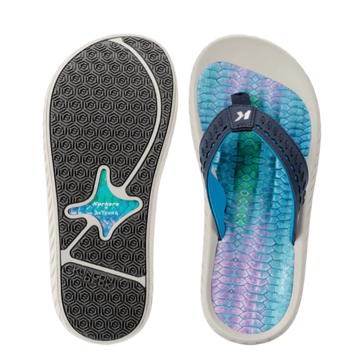 KORKERS WOMEN'S FISH FLIP FLOP TARPON - BLUE