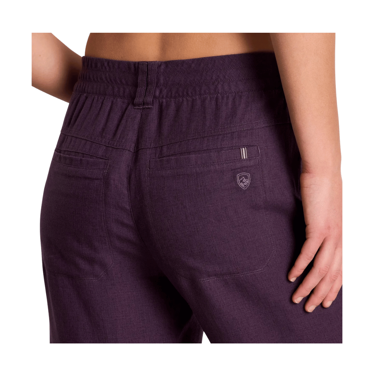 KUHL WOMEN'S FRESCO PANT - ELDERBERRY - WAIST CLOSE-UP BACK VIEW