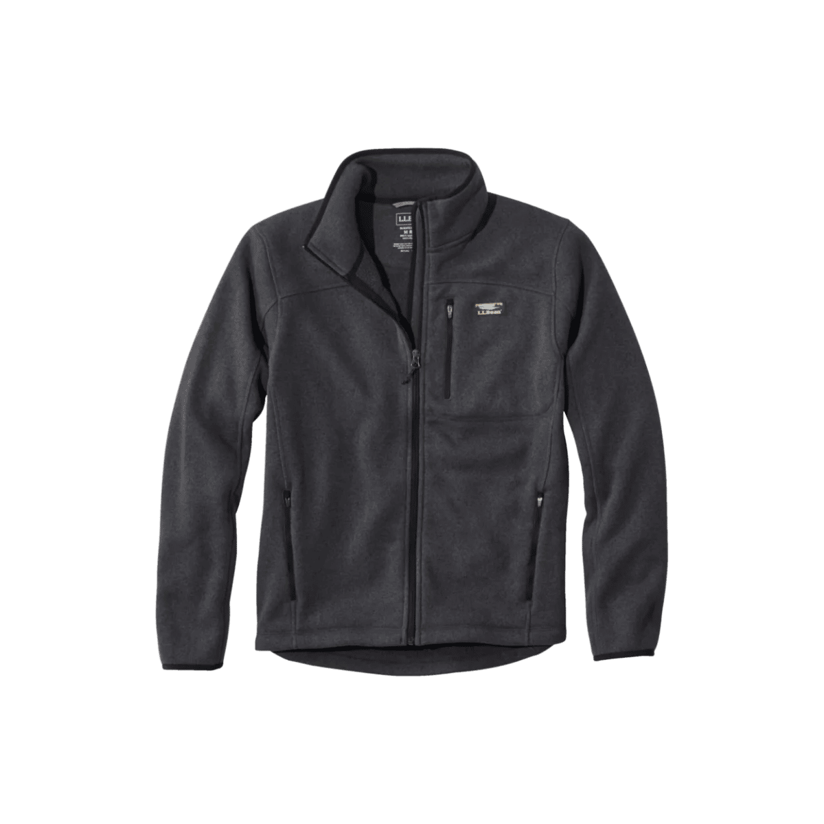 L.L.BEAN SWEATER FLC F/Z JACKET REG CHARCOAL GRAY HEATHER