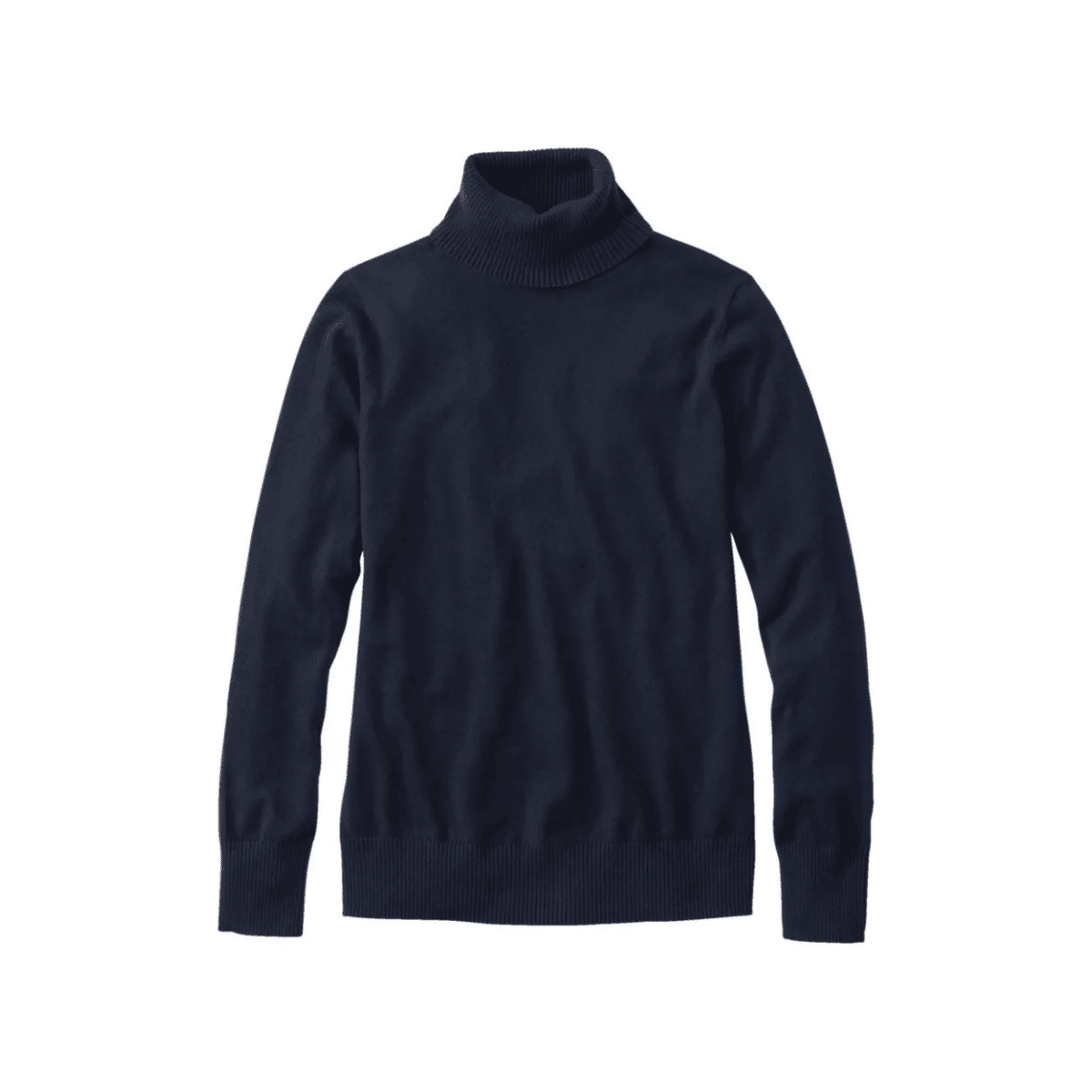 L.L.BEAN WOMEN'S COTTON/CASHMERE SWEATER TURTLENECK- CLASSIC NAVY