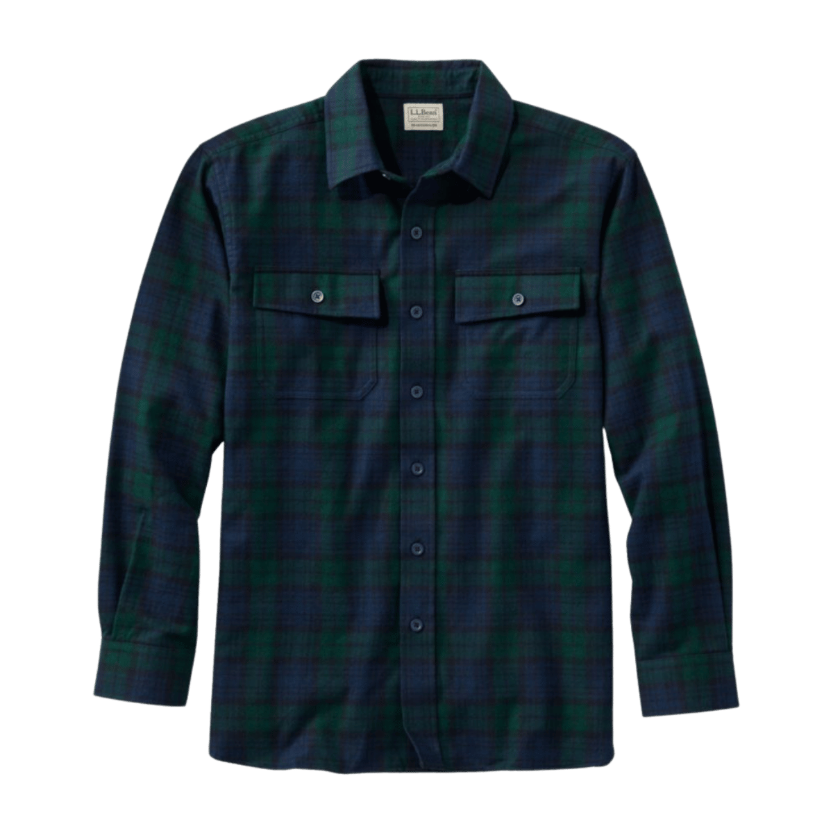 L.L. BEAN CHAMOIS PLAID SHIRT TALL - BLACKWATCH FRONT