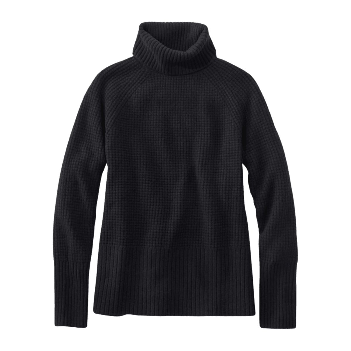 L.L.BEAN WOMEN'S WAFFLE TURTLENECK SWEATER - BLACK