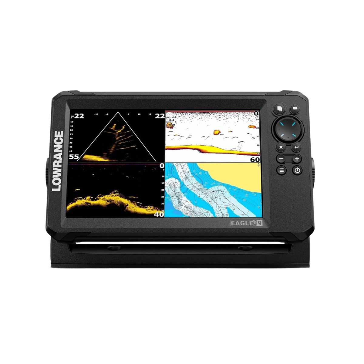 LOWRANCE EAGLE EYE 9 LIVE W/TM TRANSD_FOUR QUADRANTS FRONT VIEW