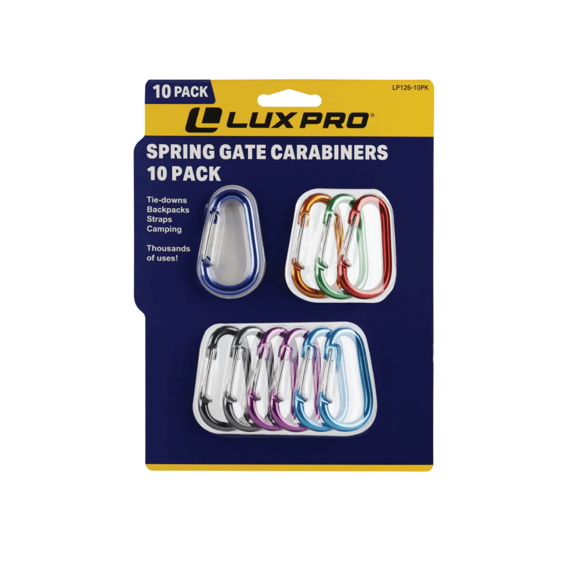 LUX PRO SPRING GATE CARABINERS 10PK IMAGE