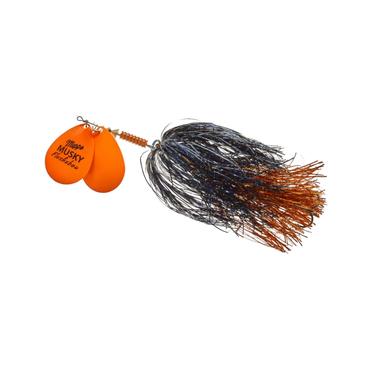 MEPPS DOUBLE BLADE MUSKY FLASHABOU 1-1/2OZ-HOT ORANGE/BLACK/ORANGE