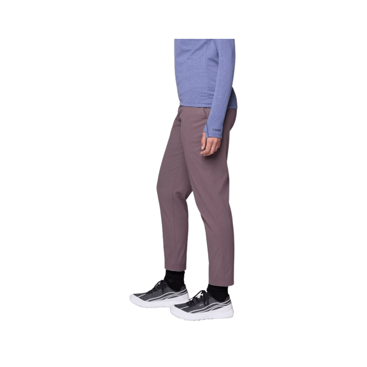 MOUNTAIN HARDWEAR WOMEN'S DYNAMA ANKLE PANT - PURPLE SAGE, SIDE ANGLE, SM-R, MD-R, LG-R
