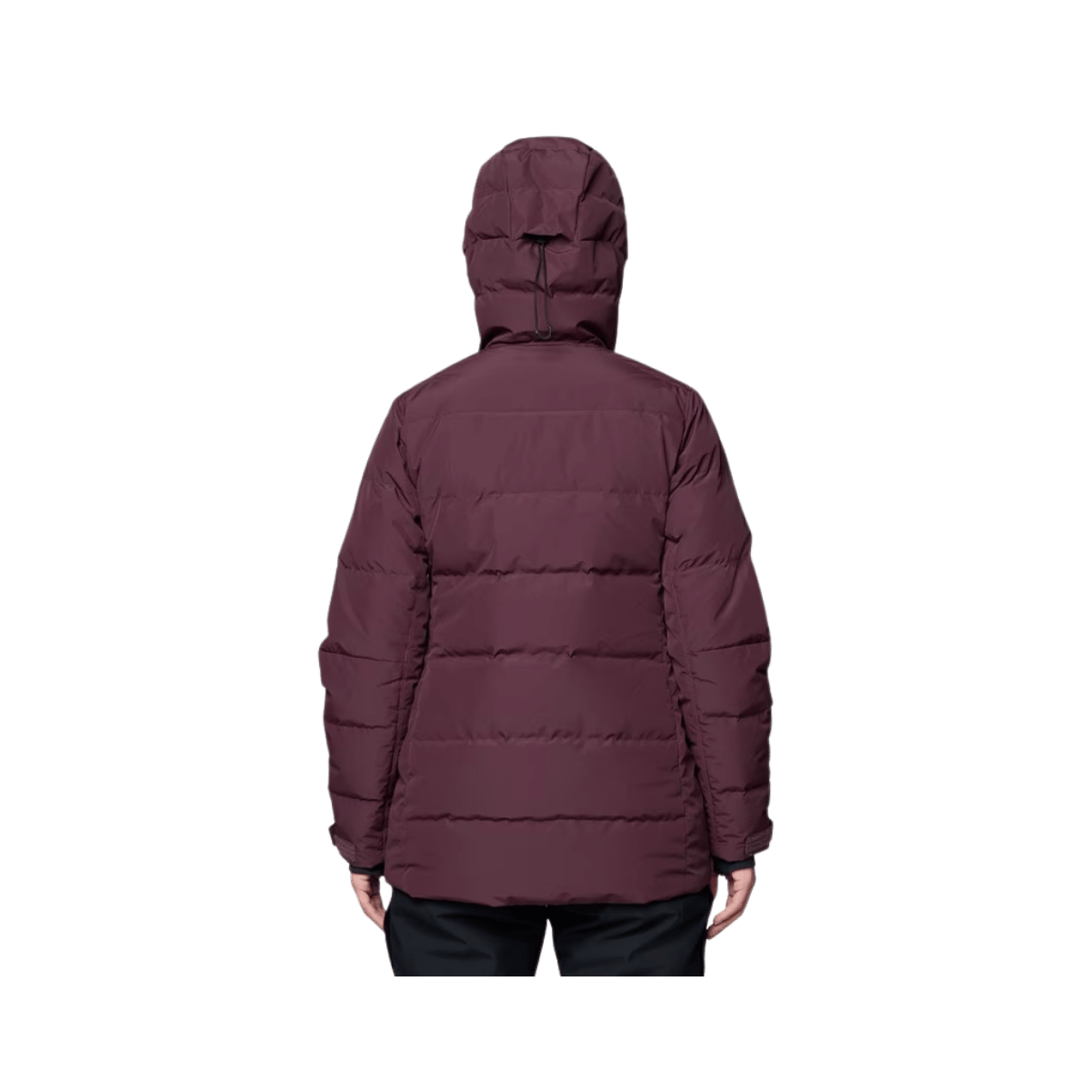 MOUNTAIN HARDWEAR WOMEN'S POWDER MAVEN DOWN JACKET - BLACKBERRY, BACK ANGLE, SM, MD, LG, XL