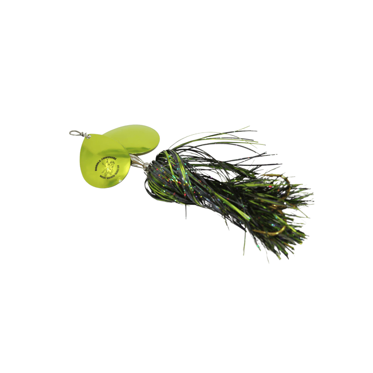 MUSKY MAYHEM TACKLE DOUBLE SHOWGIRL 8IN BLACK/CHARTREUSE