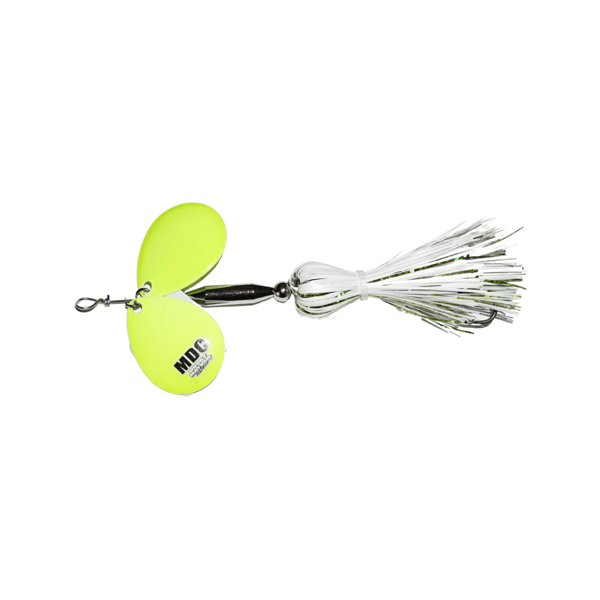 MUSKY MAYHEM TACKLE MICRO DOUBLE COWGIRL BUCKTAIL 4IN WhiteChartreuse