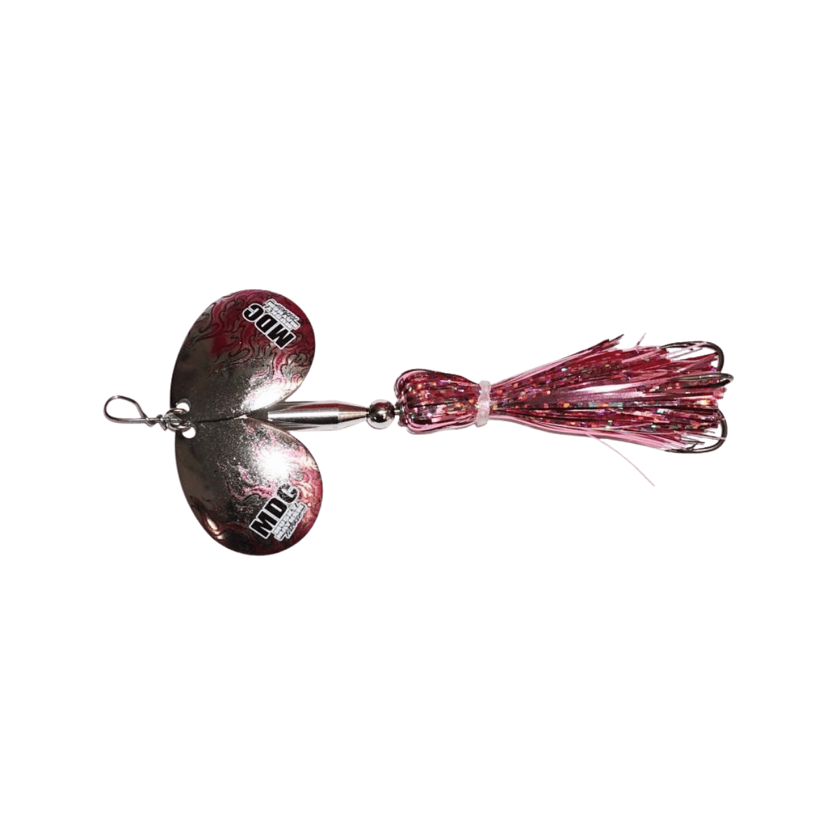 MUSKY MAYHEM TACKLE MICRO DOUBLE COWGIRL SPINNER 5" PINK_NICKEL_1