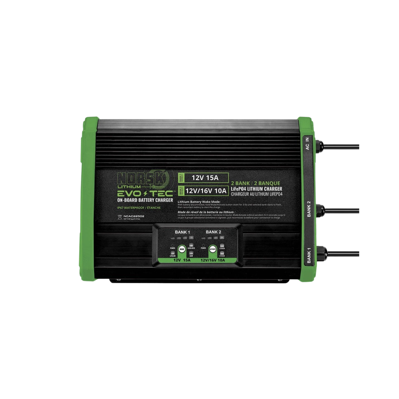 NORSK FISHING 2B 12V-15A & 12/16V-10A A/C CH GREEN