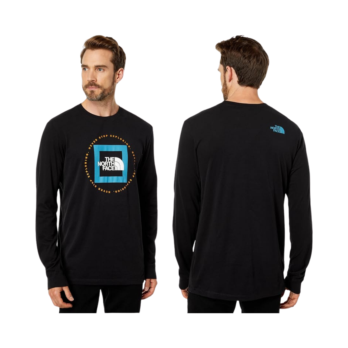 NORTH FACE GEO NSE L/S TEE TNF BLACK HARBOR BLUE