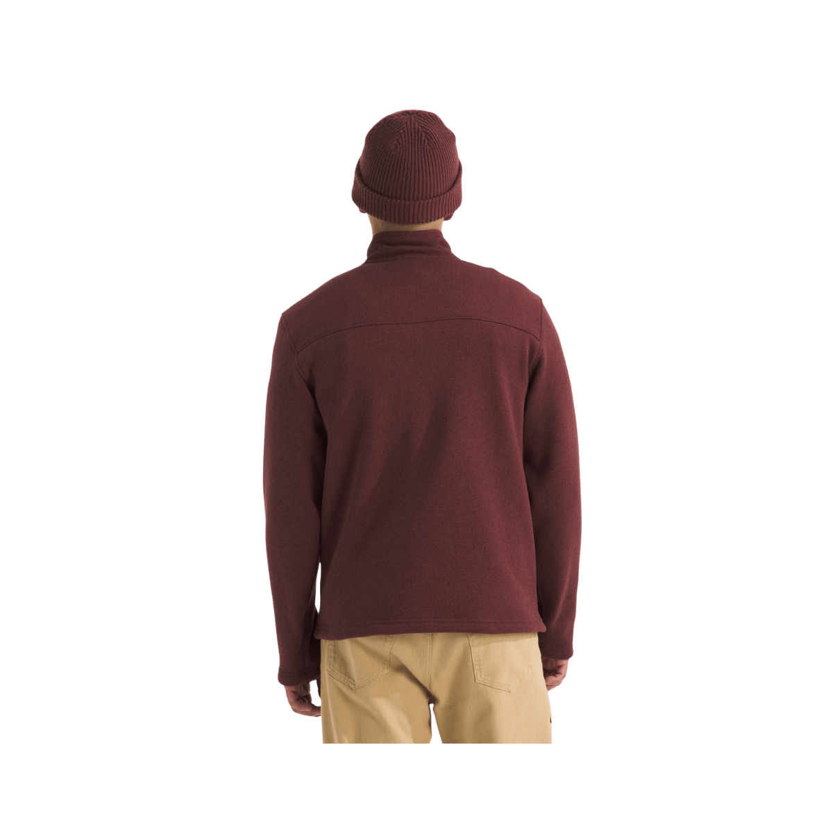 NORTH FACE MEN'S GORDON LYONS 1/4 ZIP - SUMAC HEATHER, BACK ANGLE, SM, MD, LG, XL, XXL