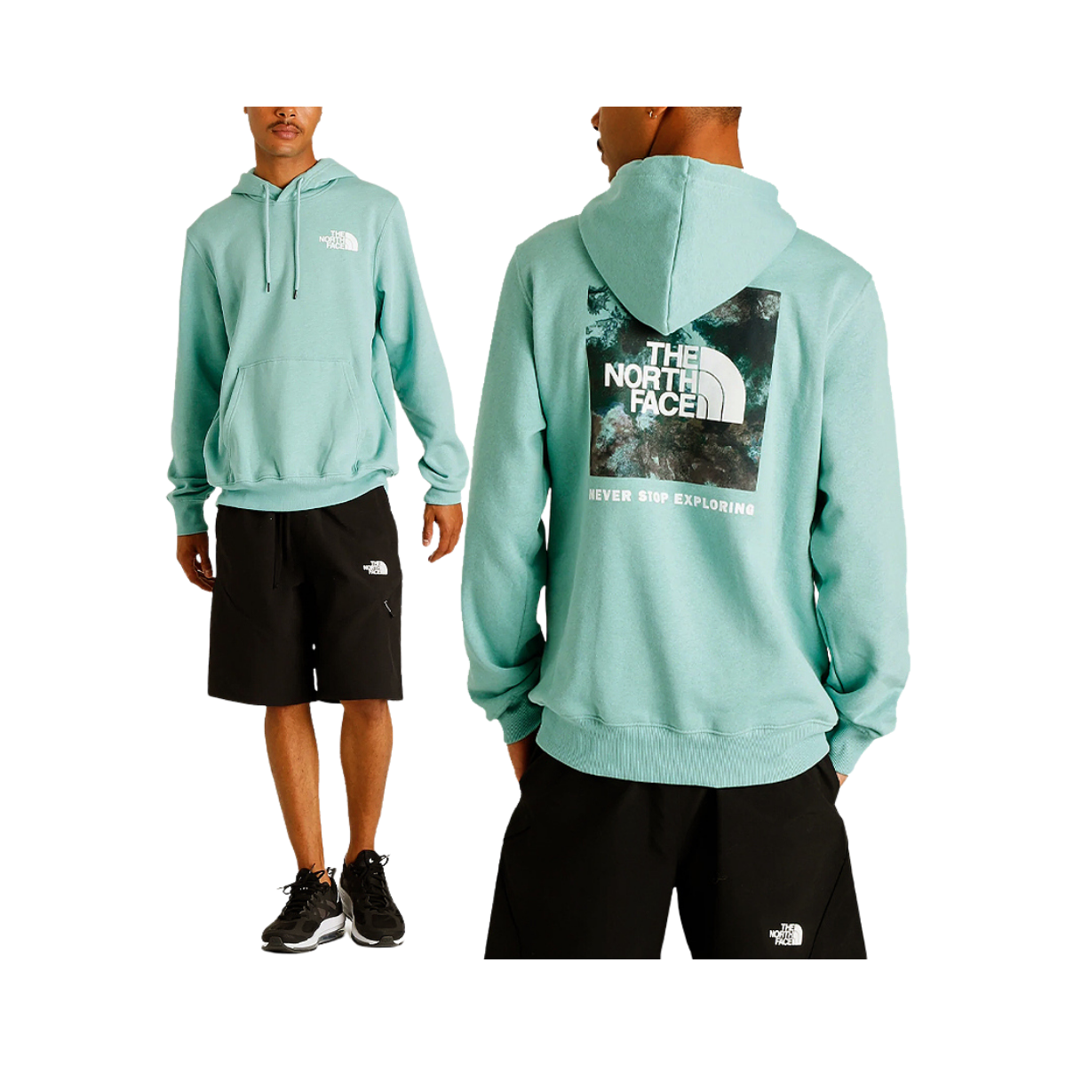 NORTH FACE PRINTED BOX NSE HOODIE WASABI