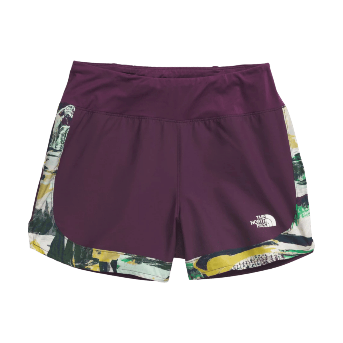 NORTHFACE WOMEN'S SUNRISER EXERCISE SHORT 4" W/ FLASHDRY TECHNOLOGY - BLKCRRNTPRPL - FRONT VIEW