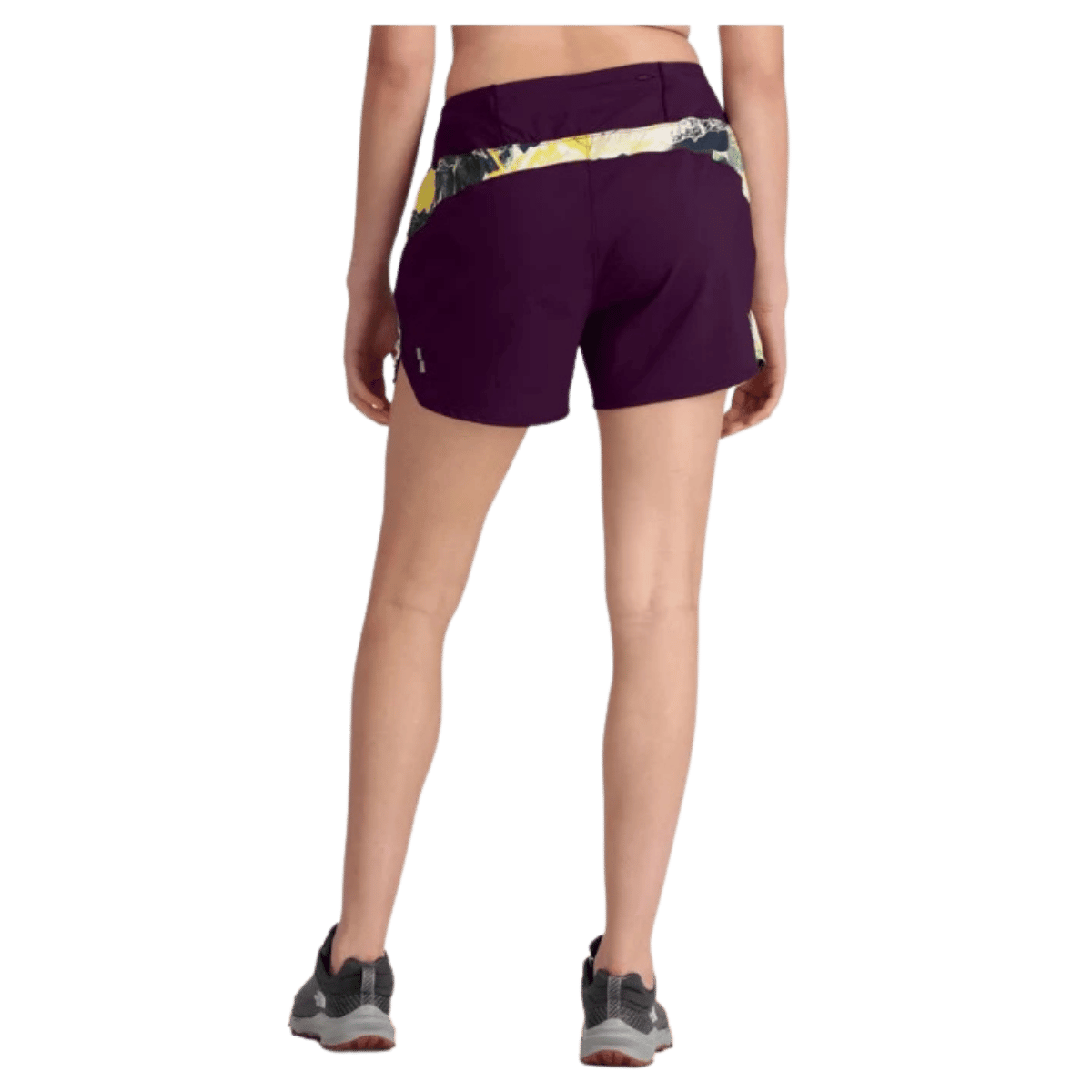 NORTHFACE WOMEN'S SUNRISER EXERCISE SHORT 4" W/ FLASHDRY TECHNOLOGY - BLKCRRNTPRPL - BACK VIEW WW