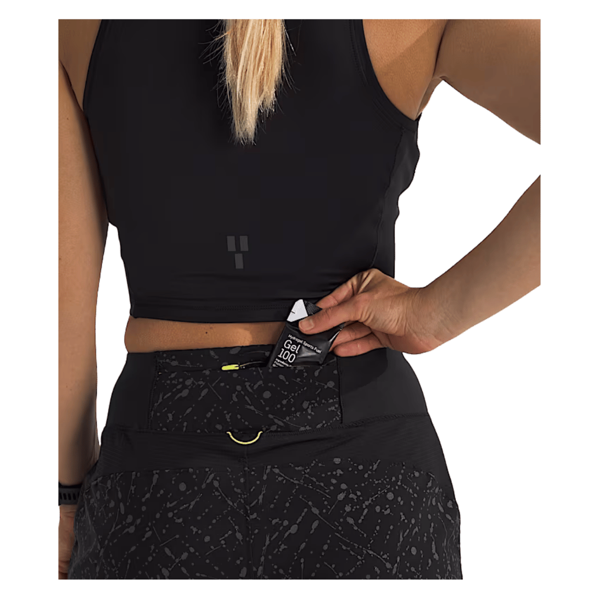 NORTHFACE WOMEN'S SUNRISER EXERCISE SHORT 4" W/ FLASHDRY TECHNOLOGY - TNF BLK WAIST VIEW