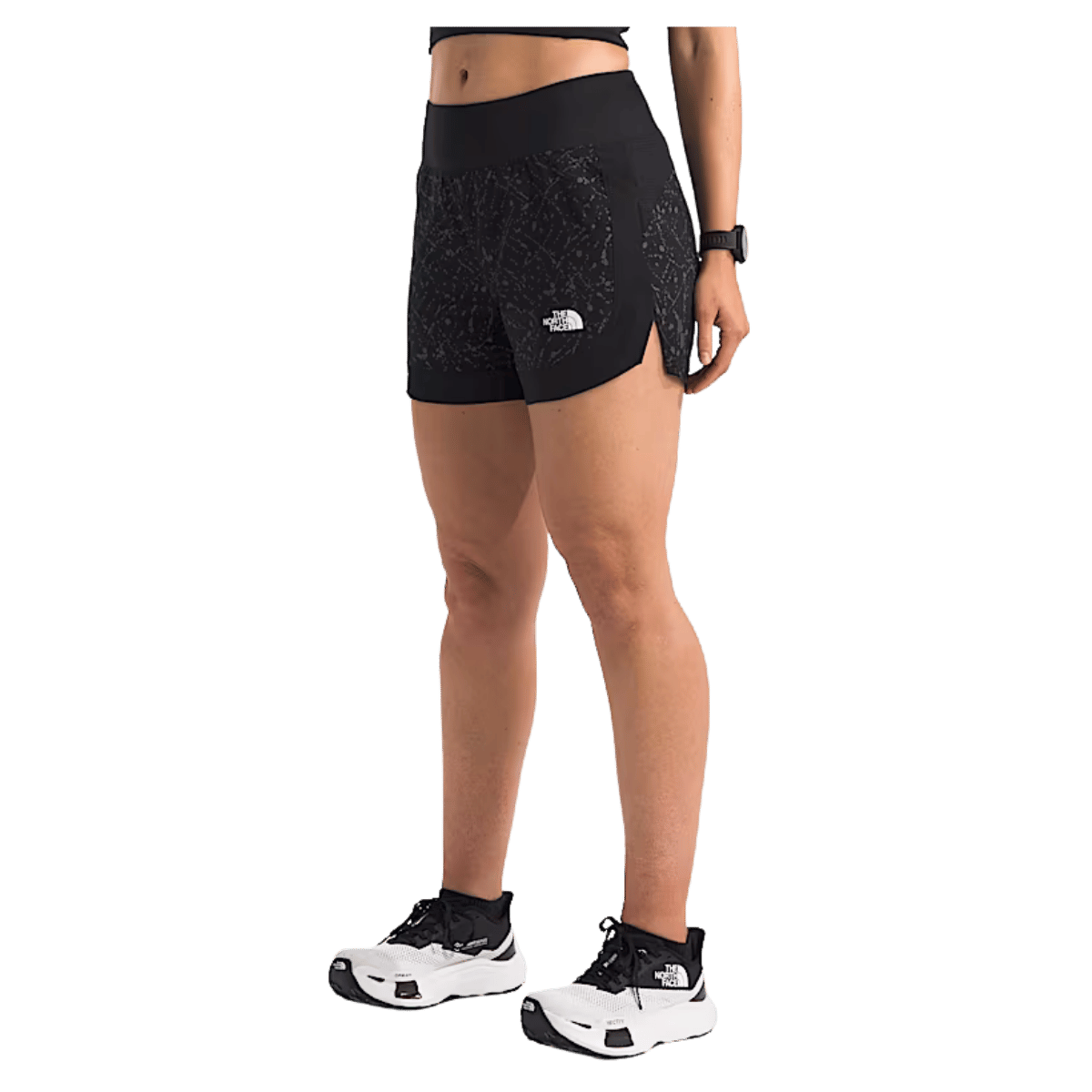 NORTHFACE WOMEN'S SUNRISER EXERCISE SHORT 4" W/ FLASHDRY TECHNOLOGY - TNF BLK - RIGHT SIDE WW