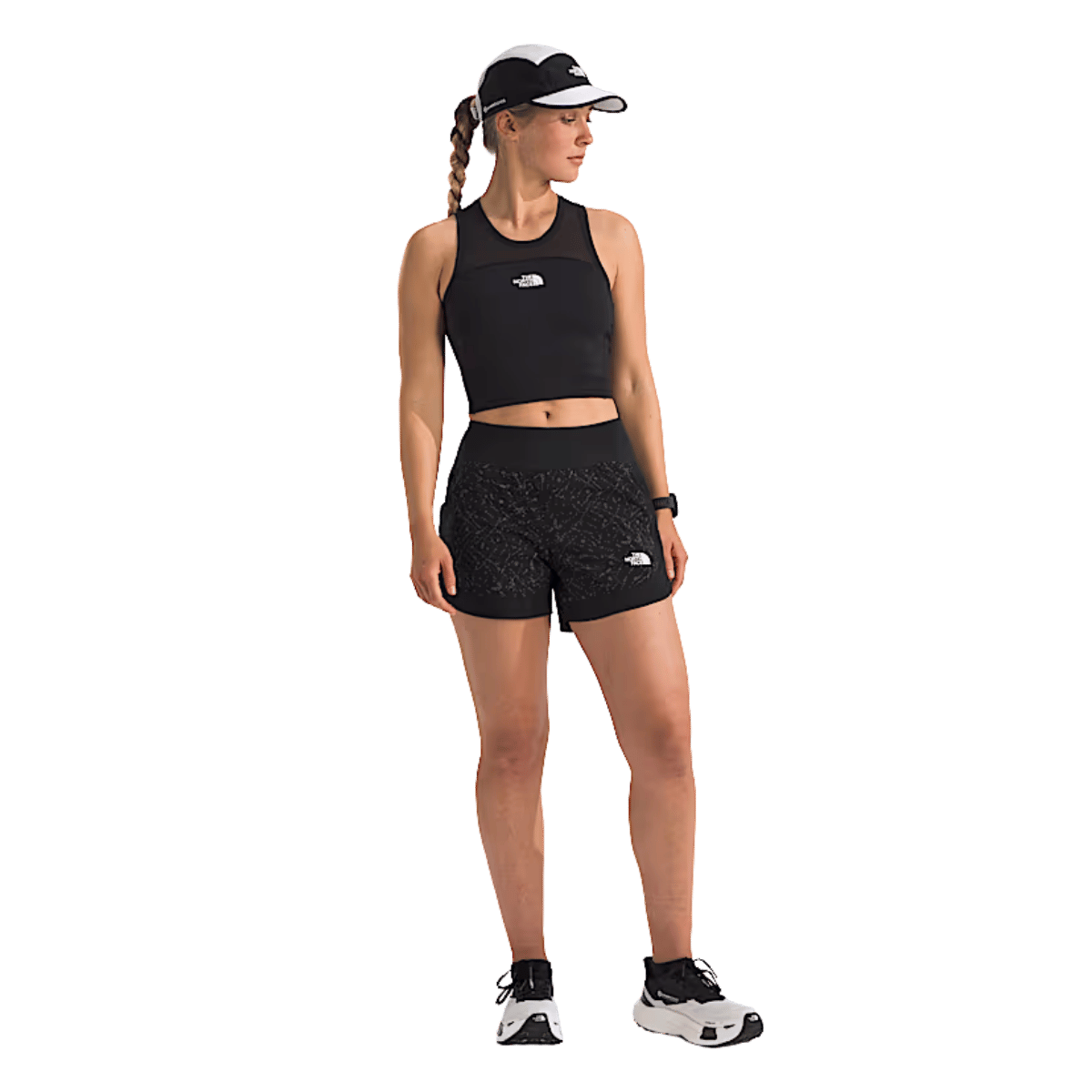 NORTHFACE WOMEN'S SUNRISER EXERCISE SHORT 4" W/ FLASHDRY TECHNOLOGY - TNF BLK - FULL VIEW