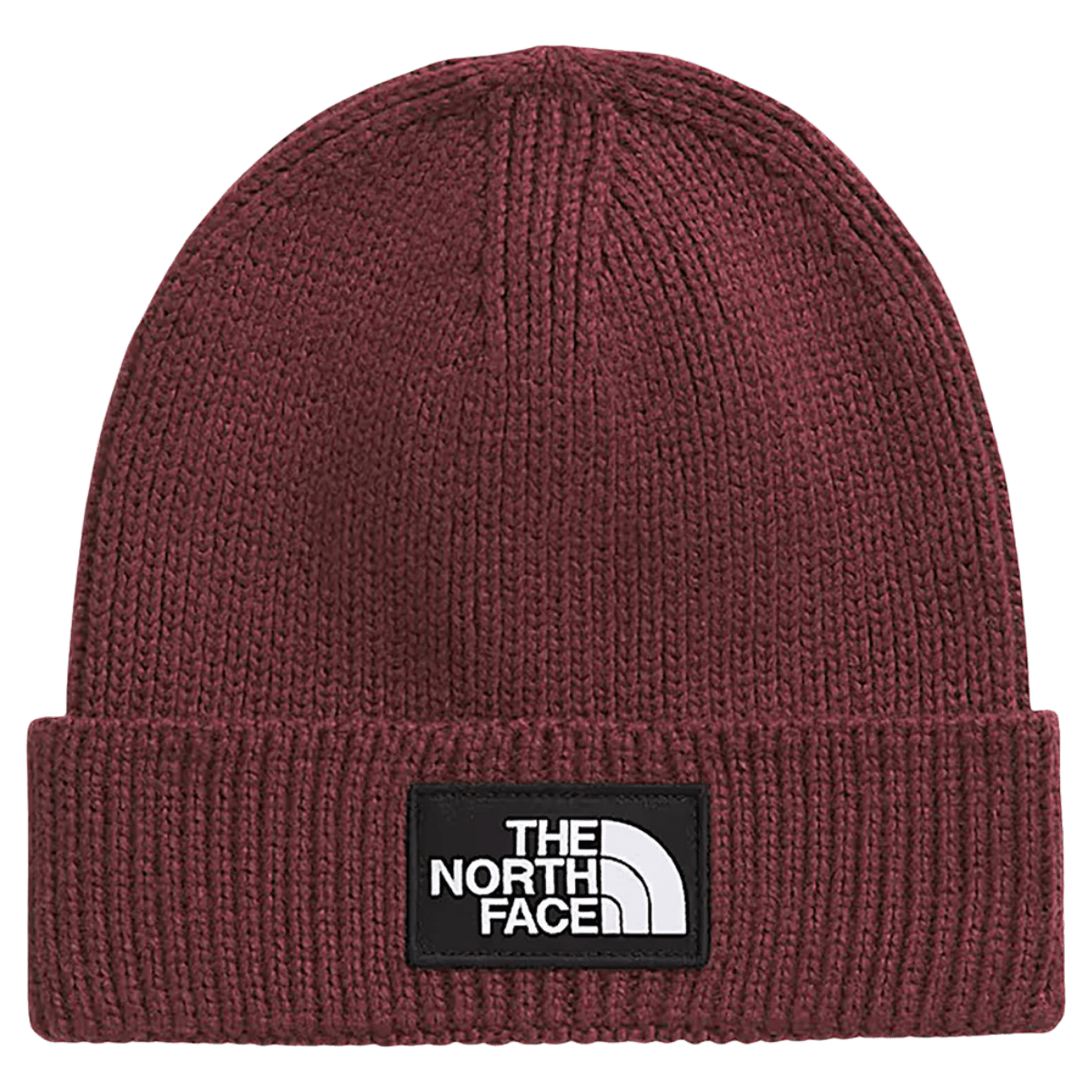 NORTHFACE TNF LOGO BOX CUFFED BEANIE - SUMAC - FRONT VIEW