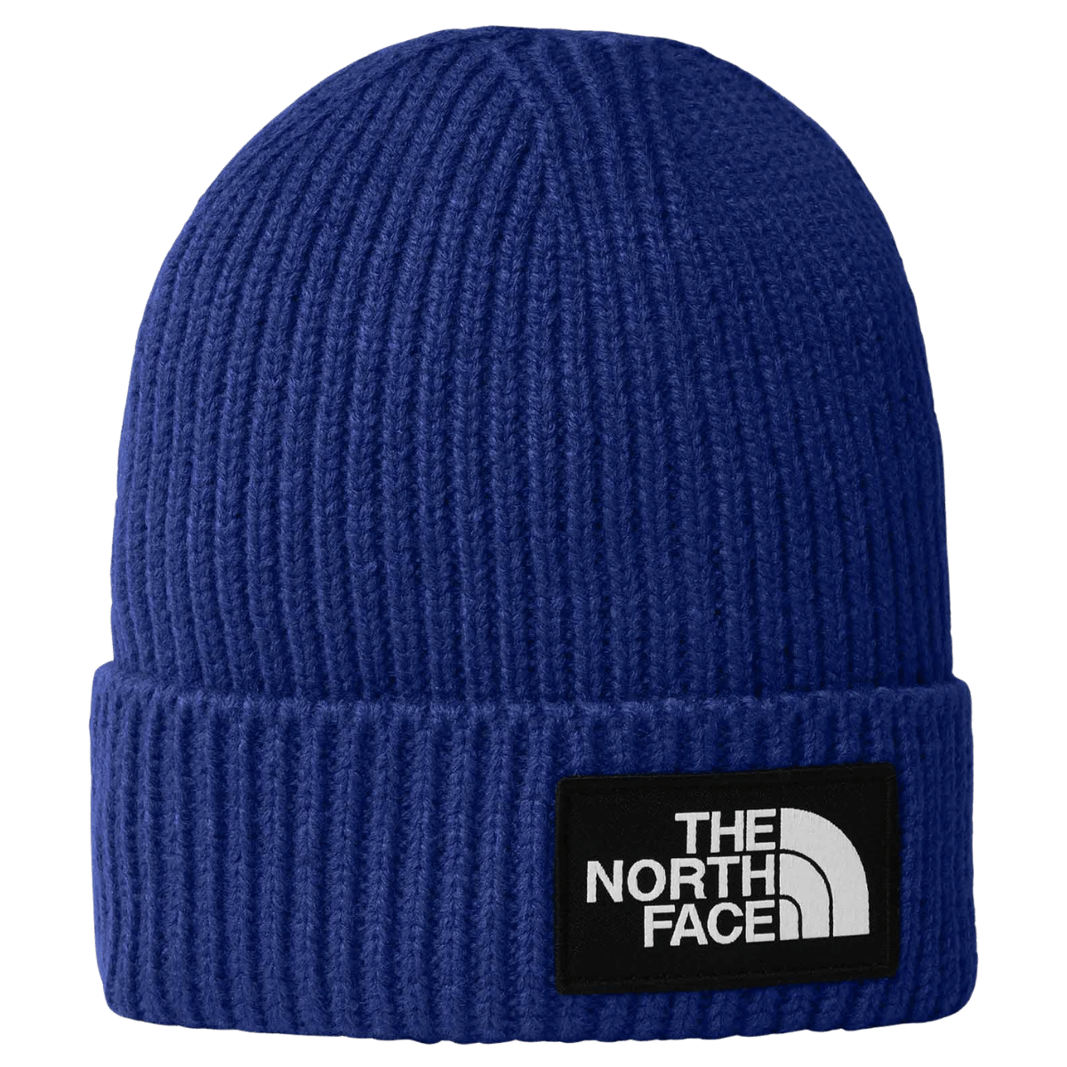 NORTHFACE KIDS TNF LOGO BOX CUFFED BEANIE - TNF BLUE - FRONT VIEW
