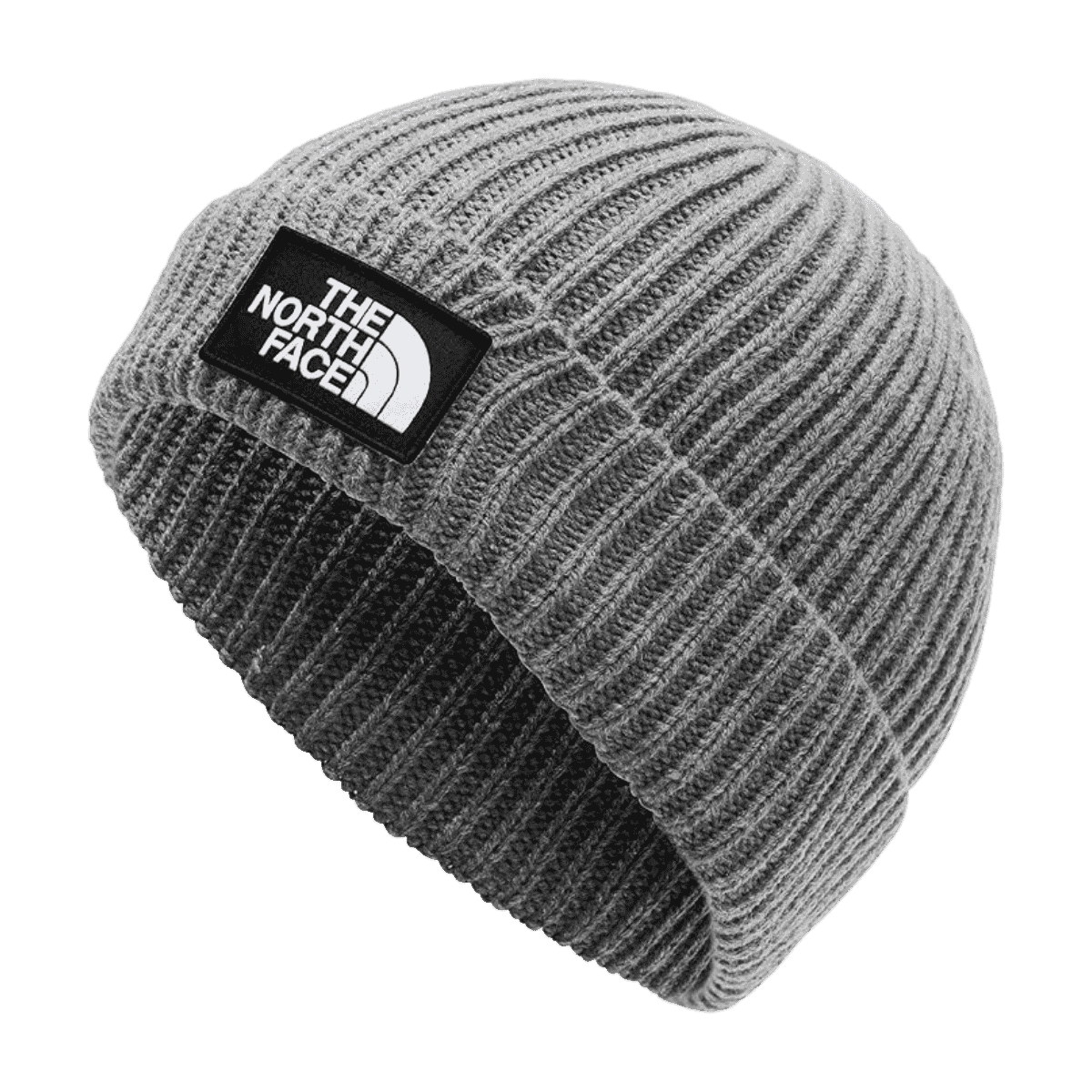 NORTH FACE TNF LOGO BOX CUFFED BEANIE - TNF MEDIUM GREY HEATHER